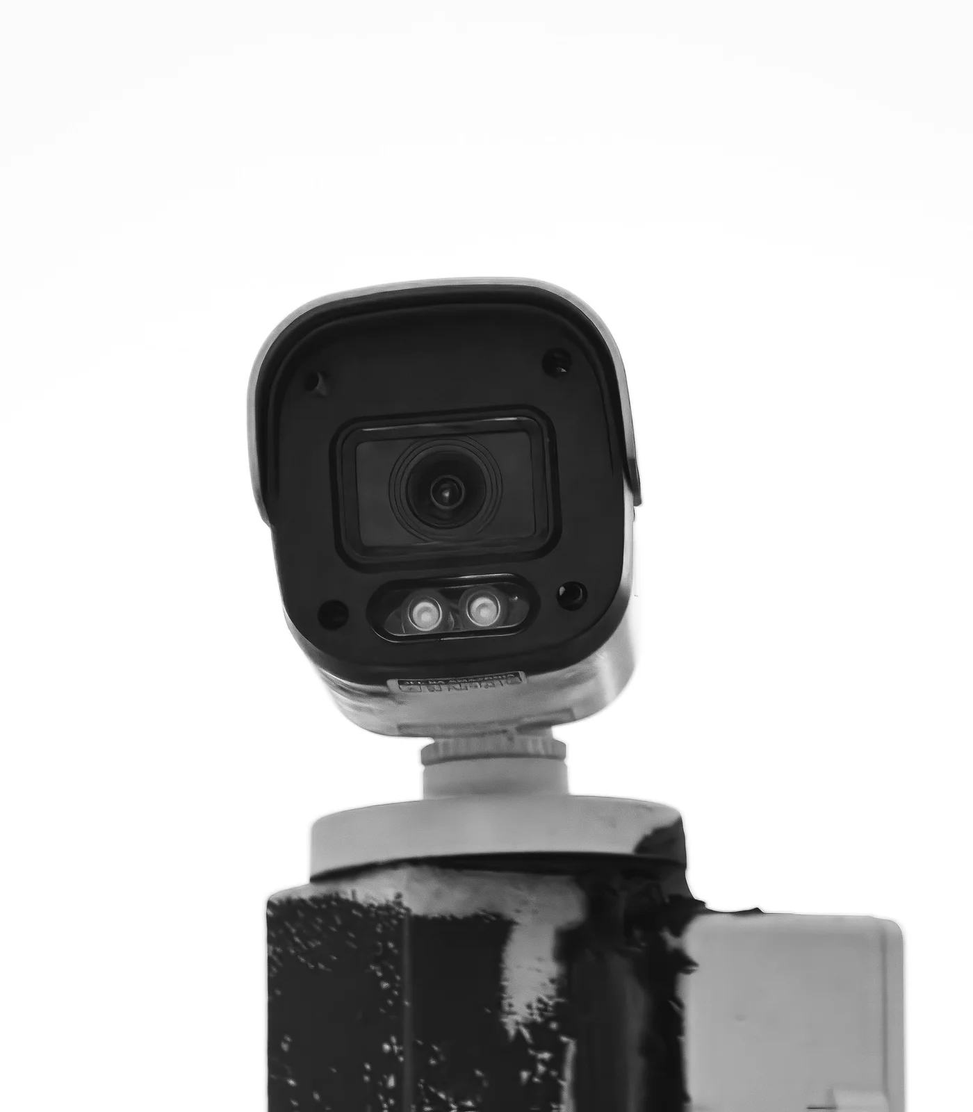 Close-up of a bullet-style security camera